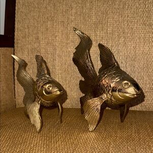 Pair of large gold Asian fish decor